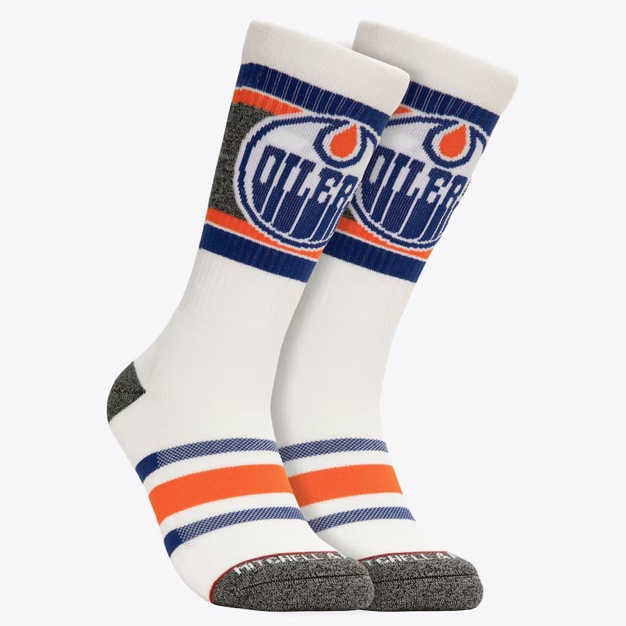 Спортивные носки Mitchell & Ness White Edmonton Oilers Power Play Crew Socks