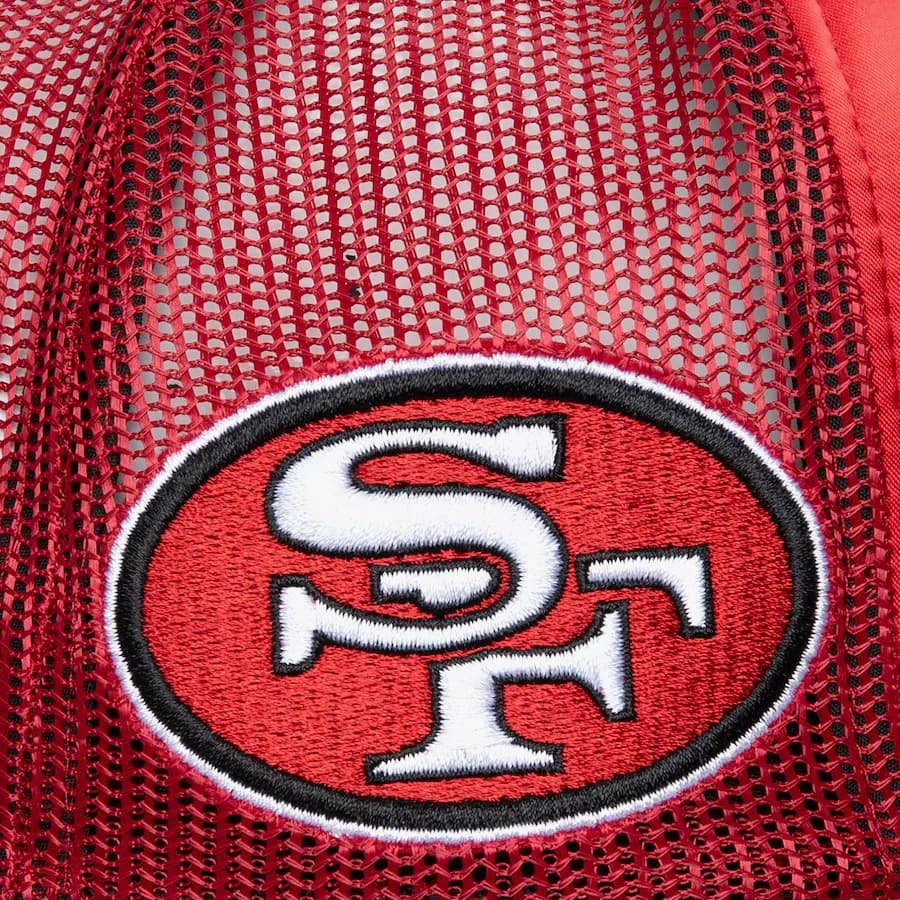 Бейсболка Mitchell & Ness Scarlet San Francisco 49ers Satin Snapback Trucker Hat