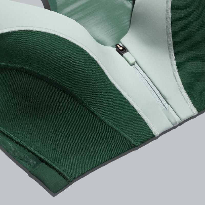 Спортивный топ adidas Ivy Park Medium Support Zip Bra (Plus Size) Green Tint/Dark Green