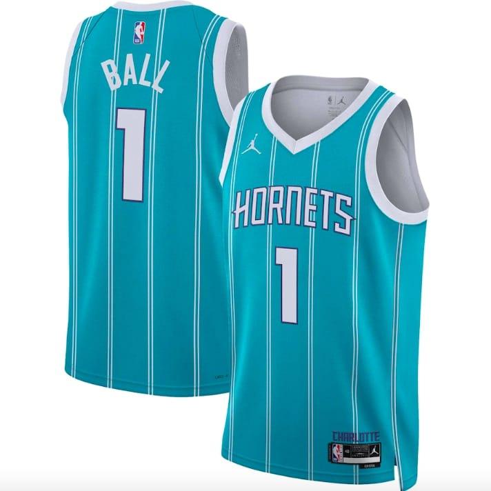 Баскетбольная джерси 2022-23 Charlotte Hornets #1 LaMelo Ball Icon Teal Jersey