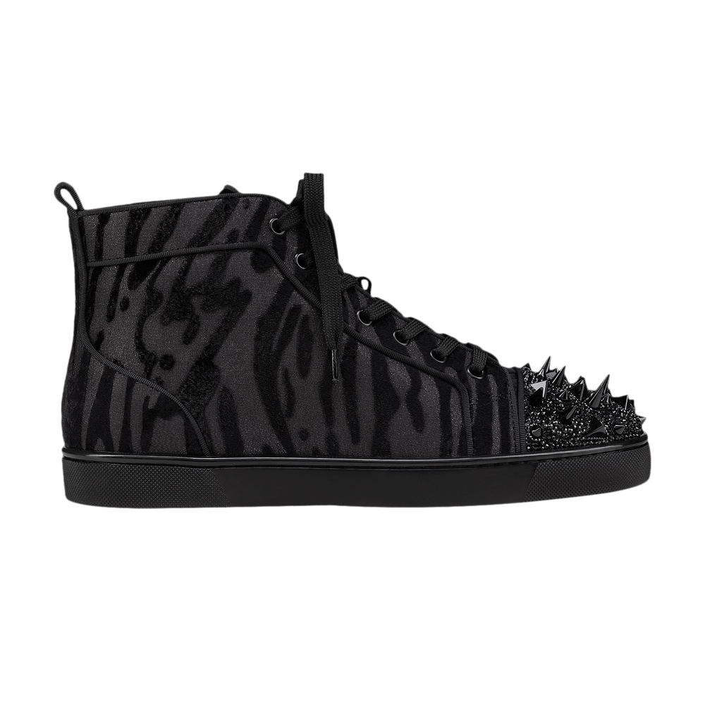 Кроссовки Christian Louboutin Louis Pik Pik Strass High 'Black Velvet Quagga'
