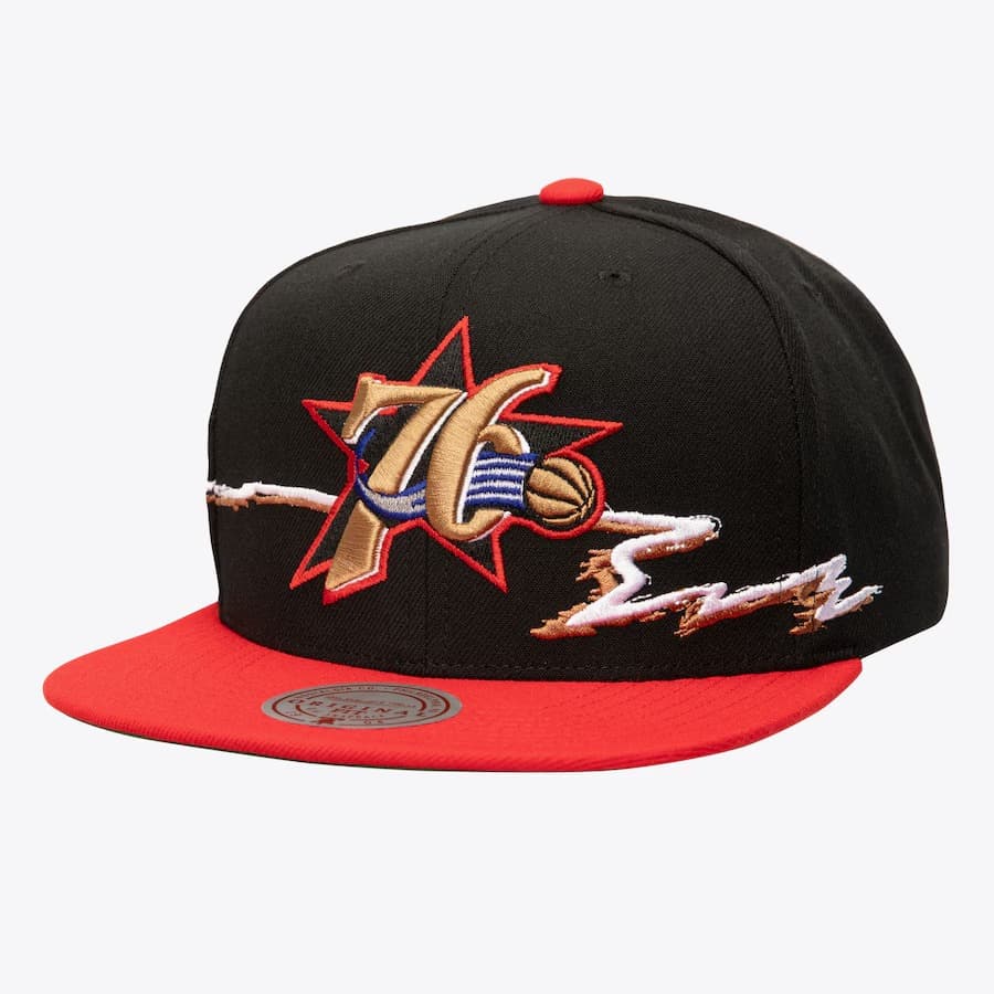 Бейсболка Mitchell & Ness Black Philadelphia 76ers Hardwood Classics Life Line Snapback Hat