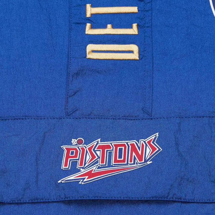 Анорак Mitchell & Ness Blue Detroit Pistons Team OG 2.0 Vintage Logo Anorak Quarter-Zip Hoodie Windbreaker Jacket