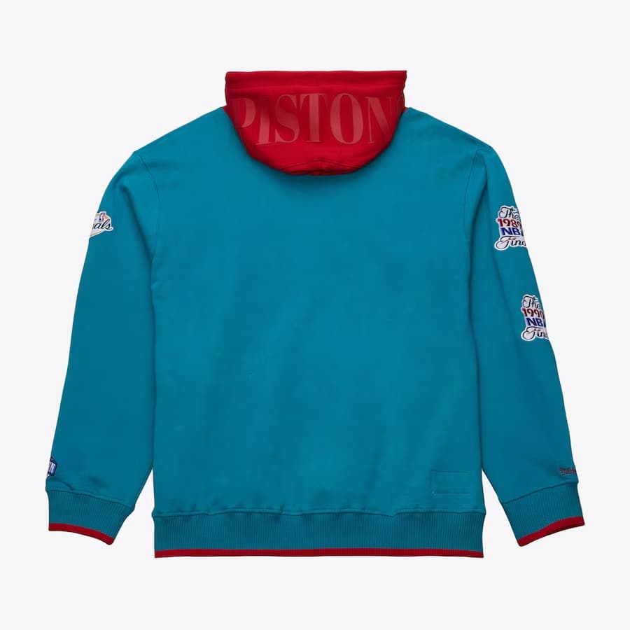 Худи Mitchell & Ness Teal Detroit Pistons Team OG 3.0 Vintage Fleece Pullover Hoodie