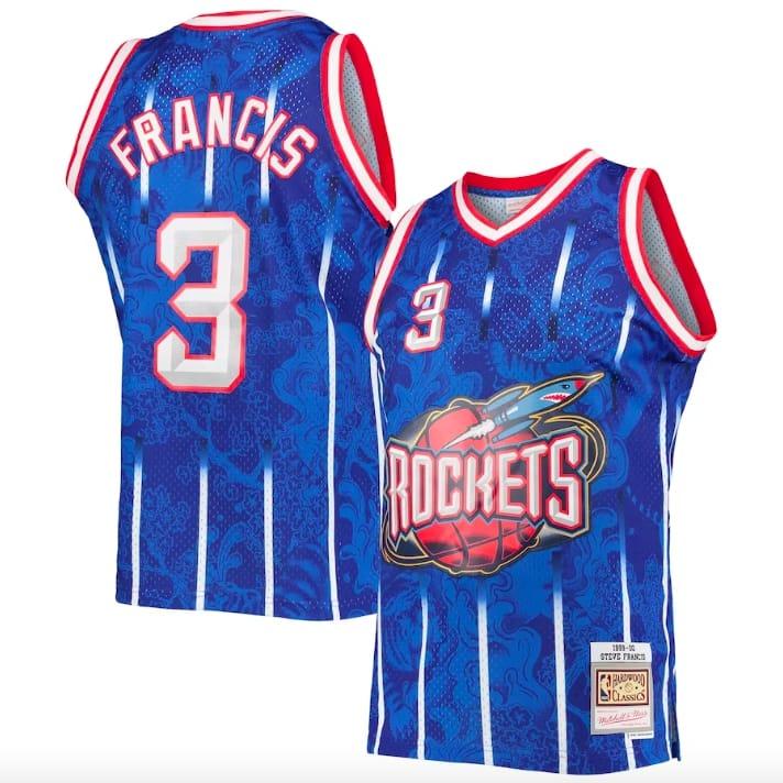 Баскетбольная джерси 1999-00 Houston Rockets #3 Steve Francis Mitchell & Ness Lunar New Year Blue Jersey