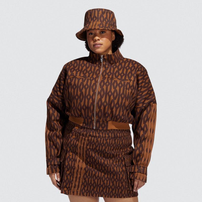 Куртка adidas Ivy Park Crop Monogram Track Jacket (Plus Size) Wild Brown/Night Red