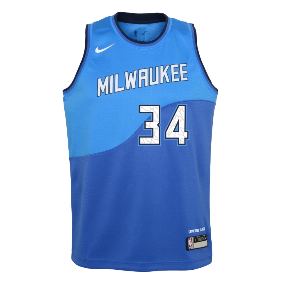 Баскетбольная джерси Nike Giannis Antetokounmpo Milwaukee Bucks City Edition Youth NBA Swingman Jersey