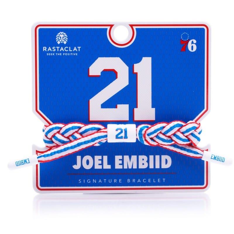 Браслет Rastaclat Joel Embiid Philadelphia 76ers Braided Player Name & Number Team Color Bracelet