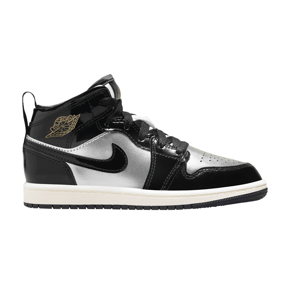 Кроссовки Air Jordan 1 Mid SE PS 'Black Metallic Silver'