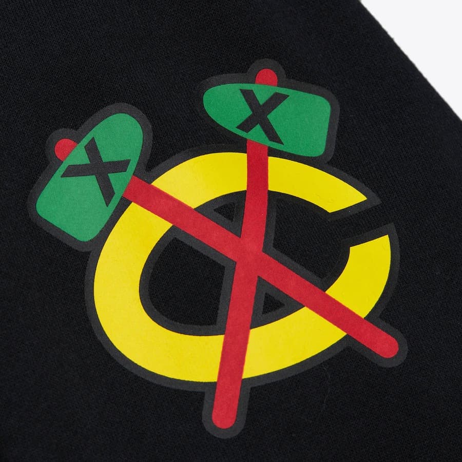 Худи Mitchell & Ness Black Chicago Blackhawks Game Time Fleece Pullover Hoodie