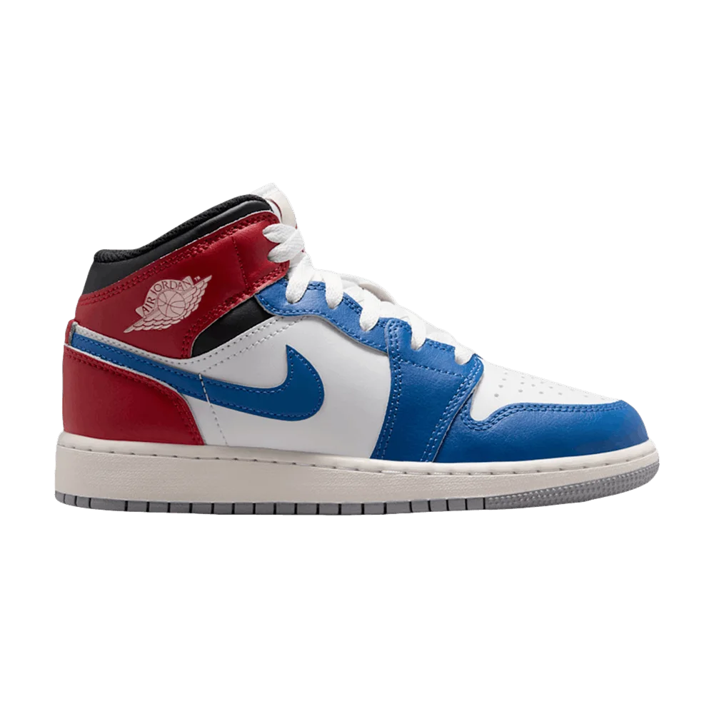 Krossovki-Air-Jordan-1-Mid-GS-True-Blue-Varsity-Red