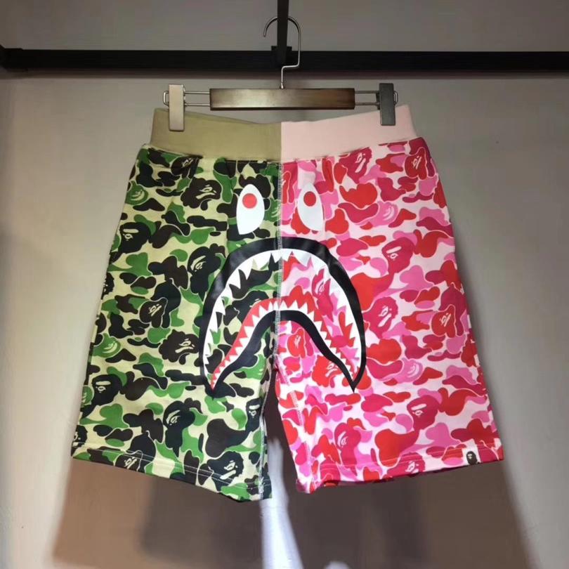 Спортивные шорты BAPE ABC Split Shark Shorts Green Pink
