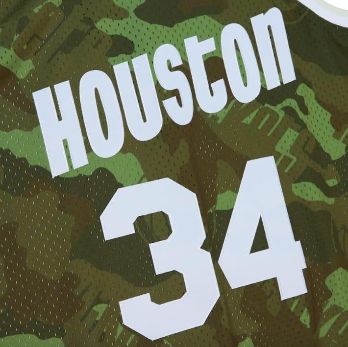 Баскетбольная джерси 1993-94 Houston Rockets #34 Hakeem Olajuwon Mitchell & Ness Ghost Green Camo Jersey