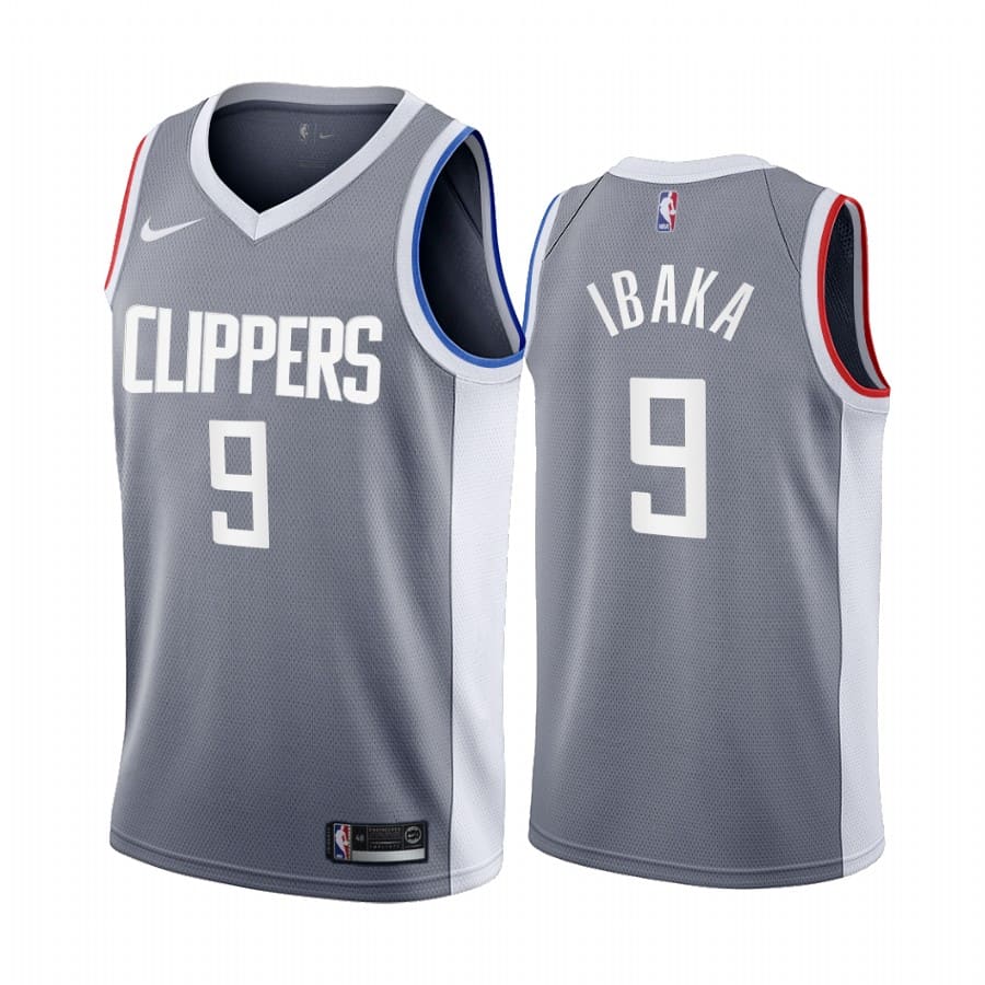 Баскетбольная джерси 2020-21 LA Clippers #9 Serge Ibaka Earned Edition Gray Swingman Jersey