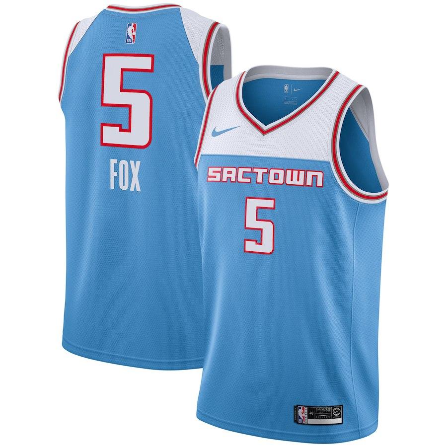 Баскетбольная джерси 2018-19 De’Aaron Fox Kings #5 City Blue
