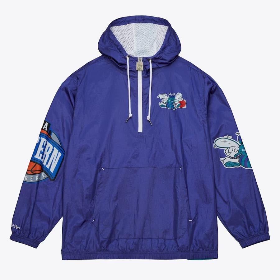 Анорак Mitchell & Ness Purple Charlotte Hornets Team 2.0 Anorak Quarter-Zip Windbreaker Jacket