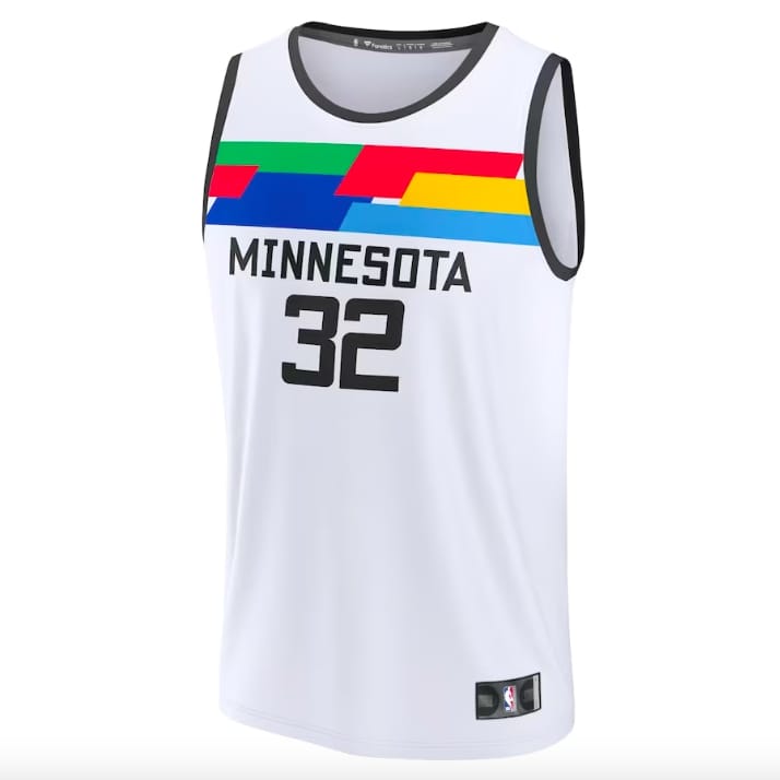 Баскетбольная джерси 2022-23 Minnesota Timberwolves  #32 Karl-Anthony Towns Fast Break City White Jersey