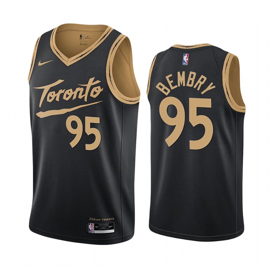 Баскетбольная джерси 2020-21 Toronto Raptors #95 De’Andre Bembry City Edition Black Swingman Jersey