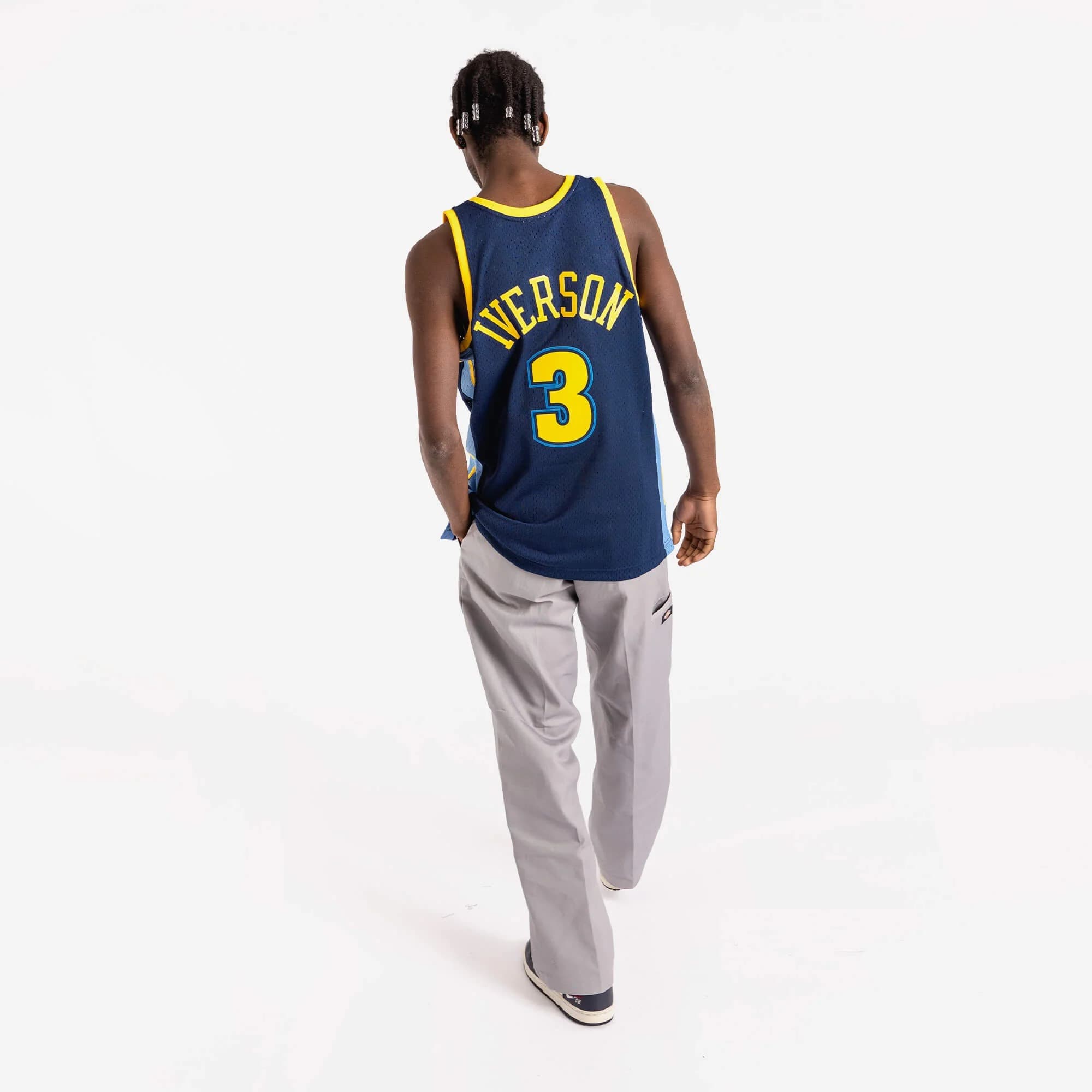 Баскетбольная джерси 2006-2007 Denver Nuggets Allen Iverson # 3 Swingman NBA Hardwood Classics Throwback Blue Jersey