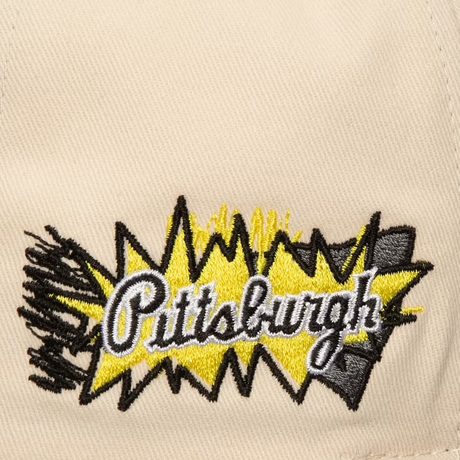Бейсболка Mitchell & Ness Cream Pittsburgh Pirates Overspray Pro Crown Snapback Hat