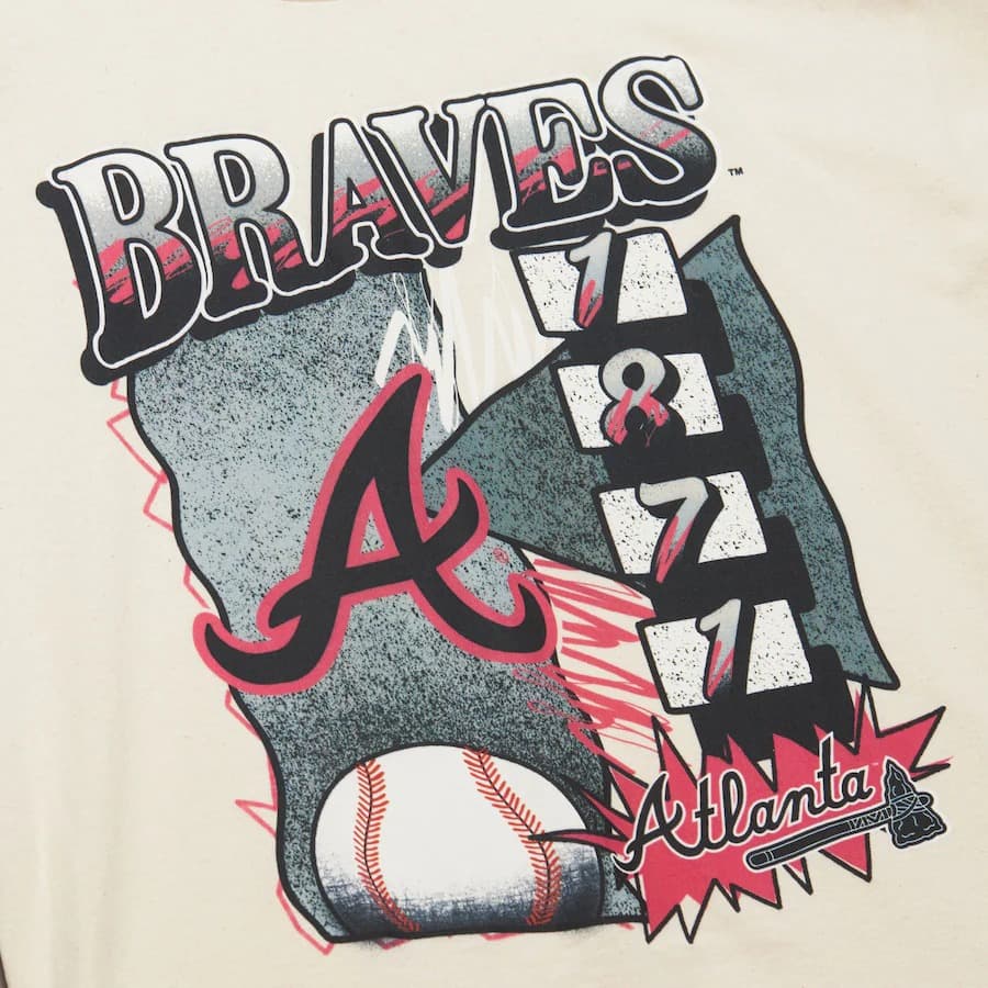 Футболка Mitchell & Ness Natural Atlanta Braves Overspray T-Shirt