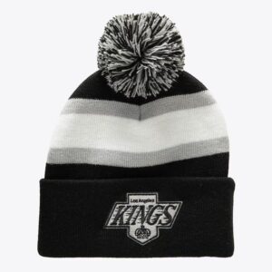 Mitchell-Ness-Black-Los-Angeles-Kings-Stripe-Cuffed-Knit-Hat-with-Pom-300x300