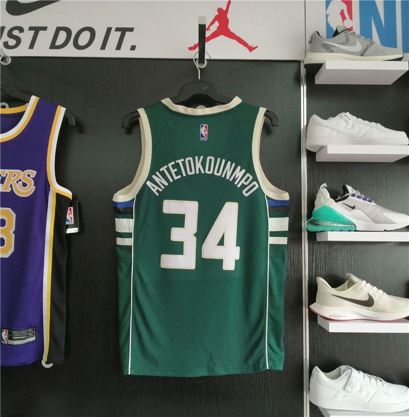Баскетбольная джерси 2017-18 Giannis Antetokounmpo Bucks #34 Icon Green