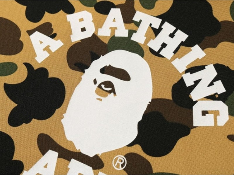 Худи BAPE 1st Camo College Wide Pullover Hoodie Yellow