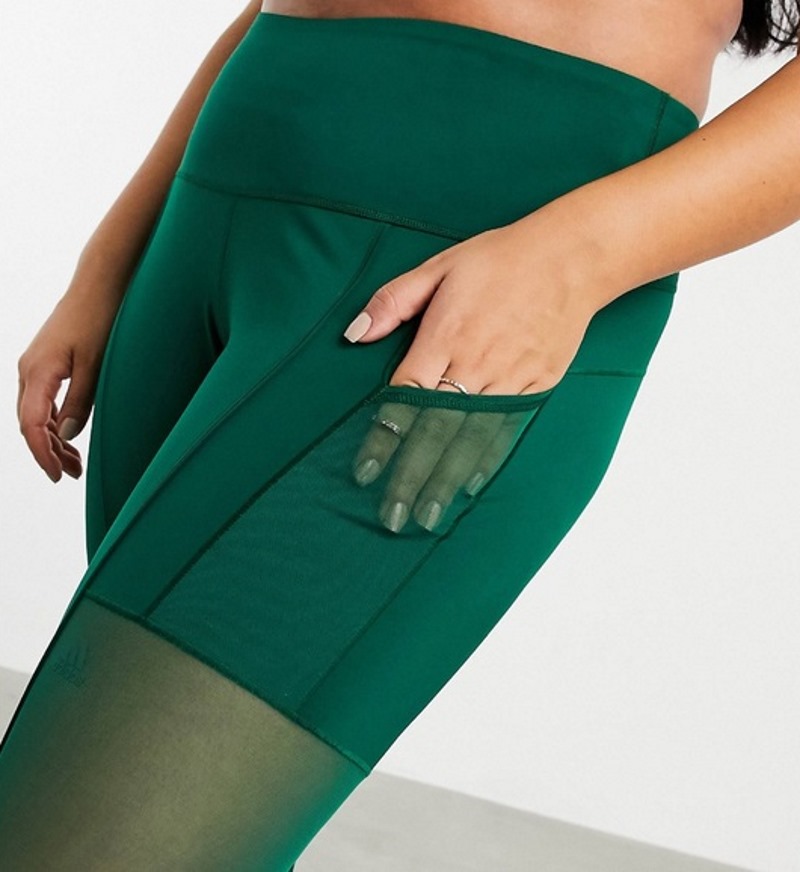 Тайтсы adidas Ivy Park 3-Stripes Mesh Tights (Plus Size) Dark Green
