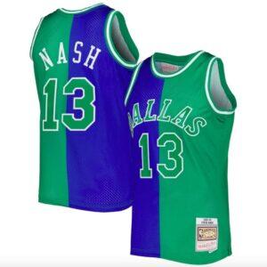 1998-99-Dallas-Mavericks-13-Steve-Nash-Mitchell-Ness-Split-BlueGreen-Jersey-1-300x300