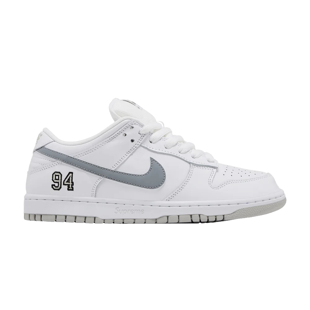 Кроссовки Supreme x Nike Dunk Low SB 'White Metallic Silver'