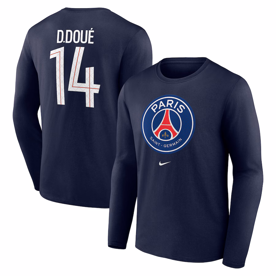 Футбольный лонгслив PSG Nike D.Doué 14 Graphic Long Sleeve T-Shirt - Navy - Mens