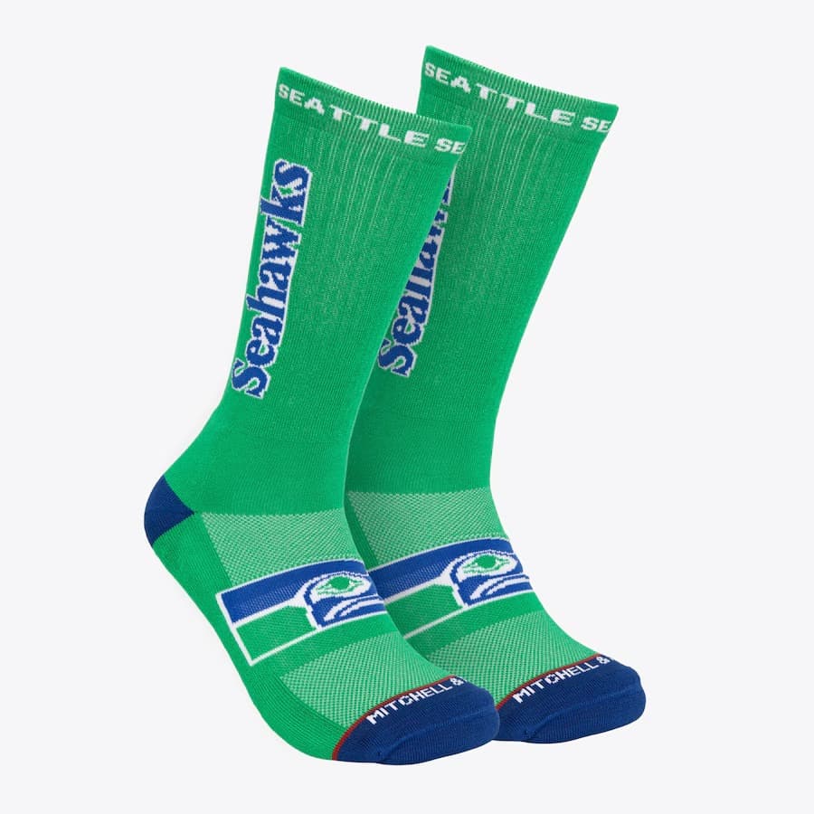 Спортивные носки Mitchell & Ness Green Seattle Seahawks Team Stripes Crew Socks