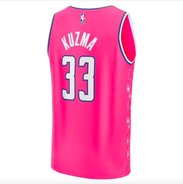 Баскетбольная джерси 2022-23 Washington Wizards #33 Kyle Kuzma Fastbreak City Pink Jersey