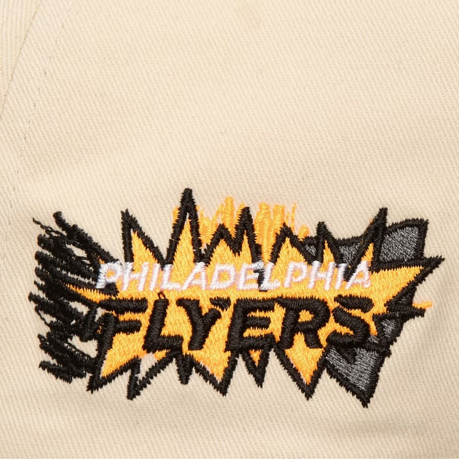 Бейсболка Mitchell & Ness Cream Philadelphia Flyers Overspray Pro Crown Snapback Hat
