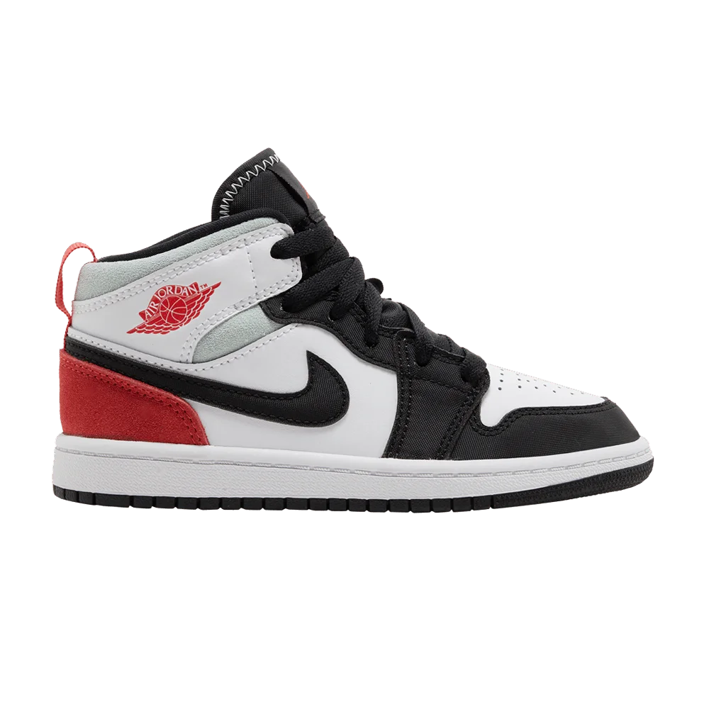 Krossovki-Air-Jordan-1-Mid-SE-PS-Red-Black-Toe