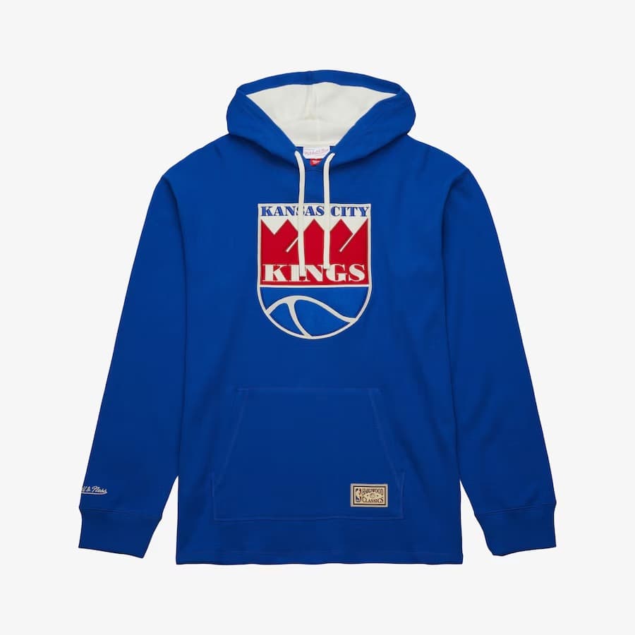 Худи Mitchell & Ness Royal Kansas City Kings Vintage Logo Thermal Lightweight Pullover Hoodie
