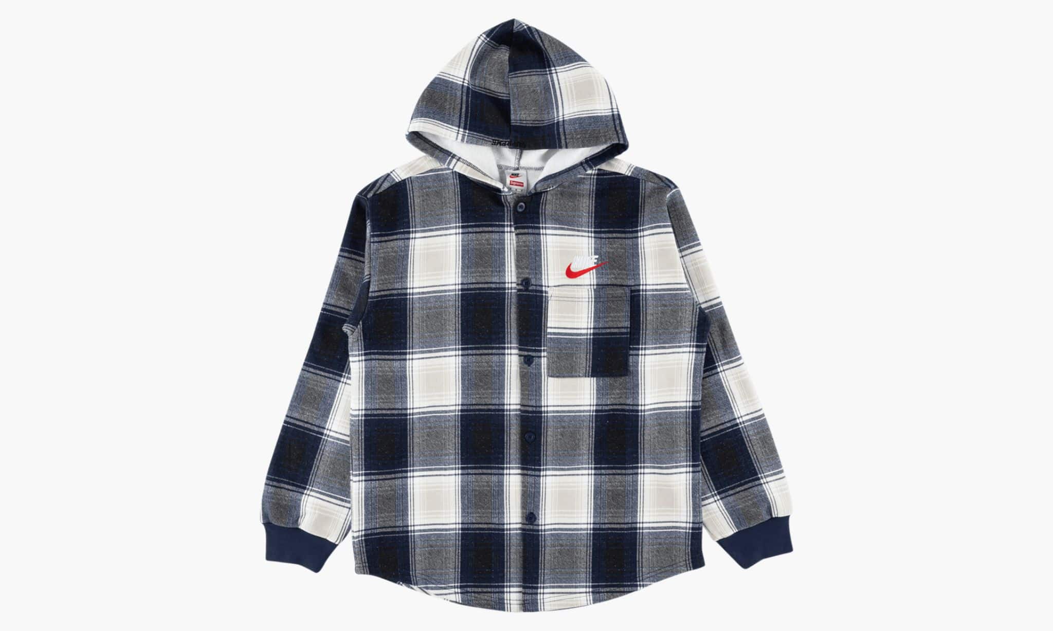 Худи Supreme x Nike Plaid Hooded Sweatshirt Navy