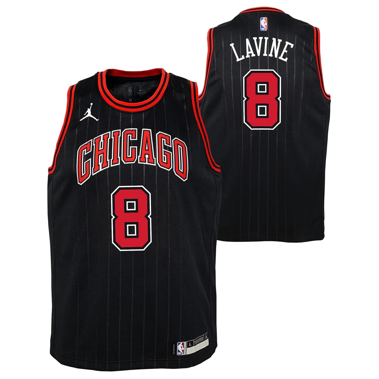 Баскетбольная джерси 2022-23 Chicago Bulls Zach Lavine #8 Youth Swingman Statement Edition Black Jersey