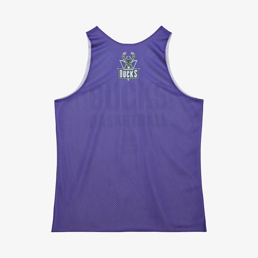 Майка Mitchell & Ness Purple Milwaukee Bucks Vintage Logo Mesh Practice Tank Top