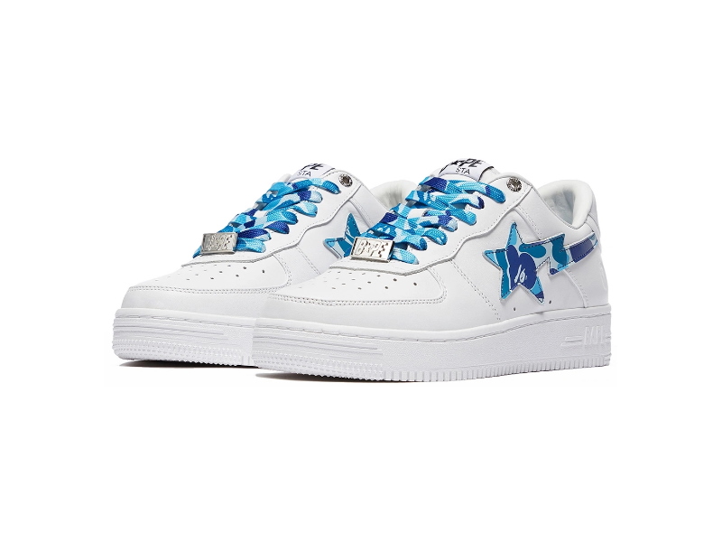 Кроссовки A Bathing Ape Bapesta Low White ABC Camo Blue