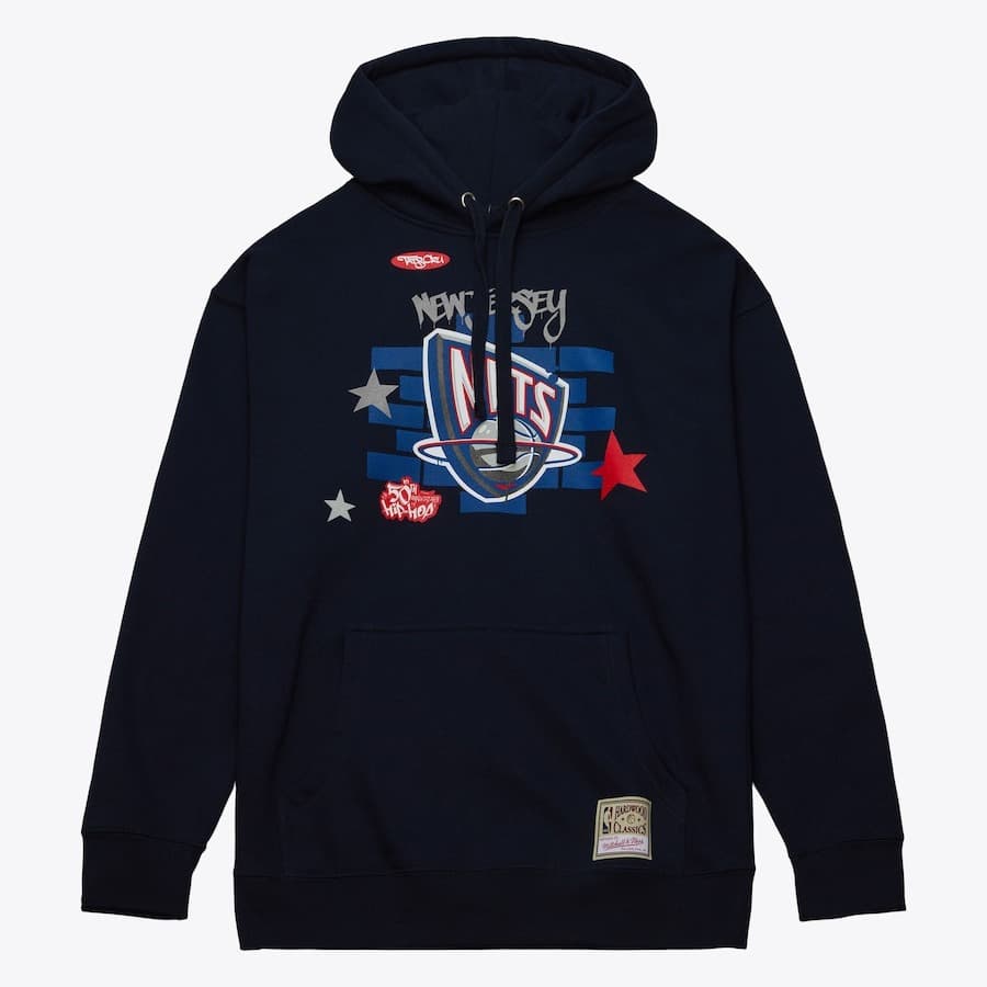 Худи Mitchell & Ness Navy New Jersey Nets Hardwood Classics Tats Cru The 50th Anniversary of Hip-Hop Brick Pullover Hoodie