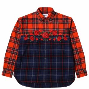 Awake-Embroidered-Rose-Flannel-Shirt-Red-300x300
