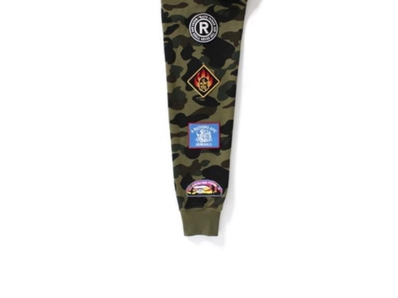 Худи BAPE 1st Camo Multi Logo Shark Full Zip Hoodie Green Camo