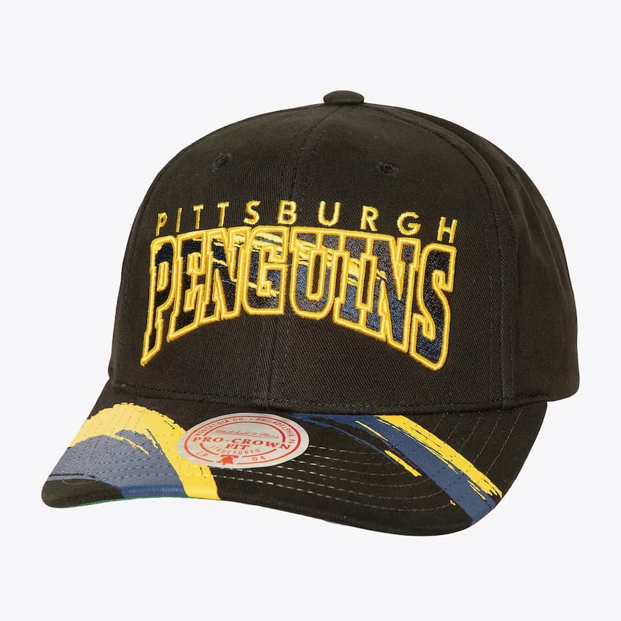 Бейсболка Mitchell & Ness Black Pittsburgh Penguins Brushed Past Ya Pro Snapback Hat
