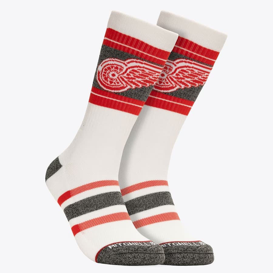 Спортивные носки Mitchell & Ness White Detroit Red Wings Power Play Crew Socks