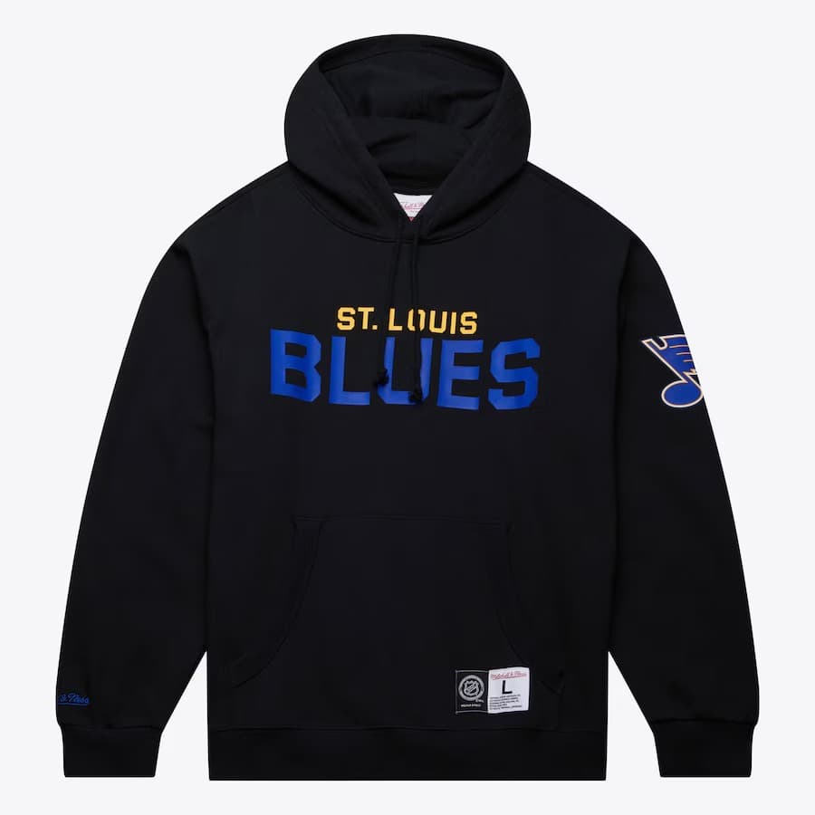 Худи Mitchell & Ness Black St. Louis Blues Game Time Fleece Pullover Hoodie