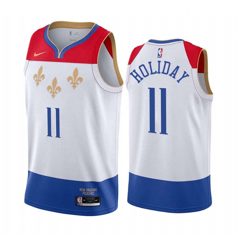 Баскетбольная джерси 2020-21 New Orleans Pelicans #11 Jrue Holiday City Edition White Swingman Jersey