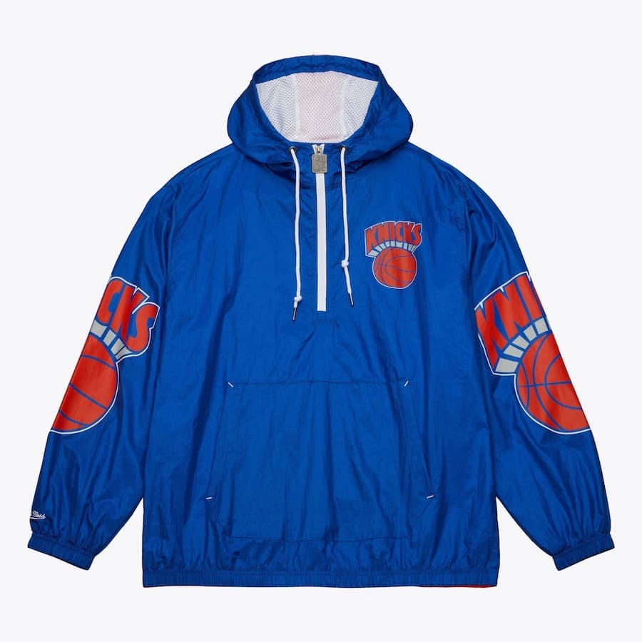 Анорак Mitchell & Ness Blue New York Knicks Team 2.0 Anorak Quarter-Zip Windbreaker Jacket