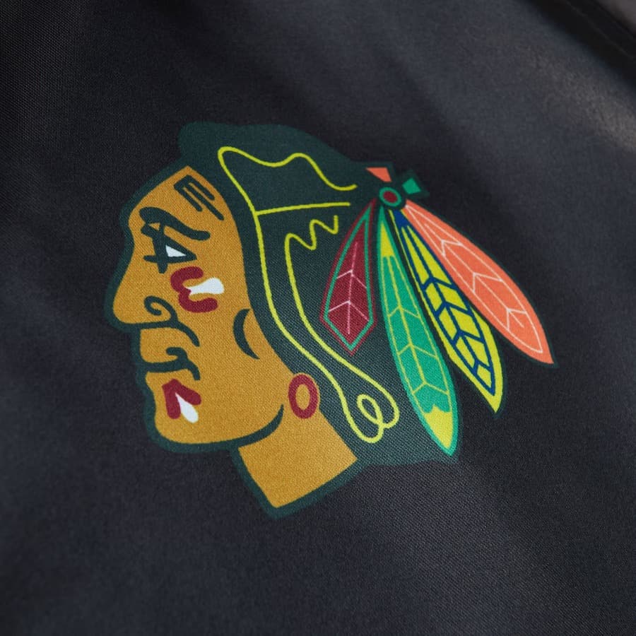 Бомбер Mitchell & Ness Women's Black Chicago Blackhawks Raglan Satin Full-Snap Jacket